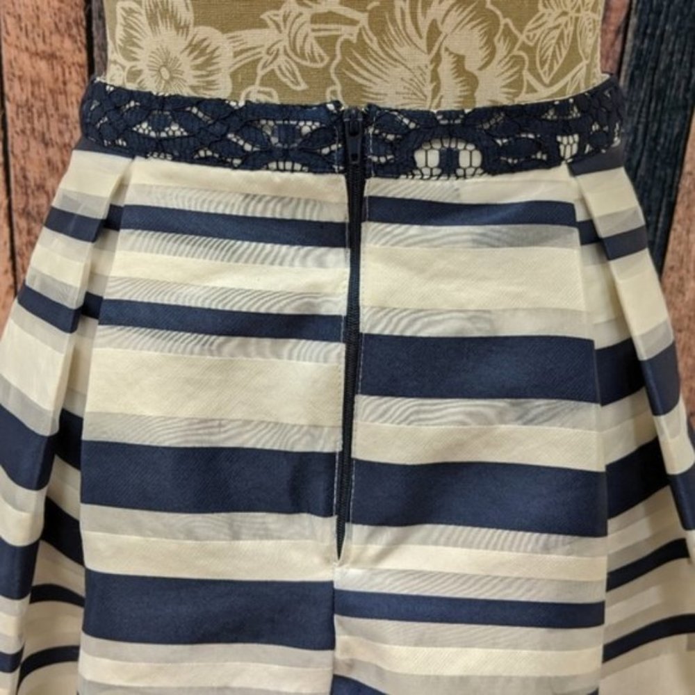 Navy and White Striped Formal Separates Skirt - Picture 2 of 6